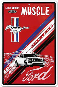 Ford Mustang sign.