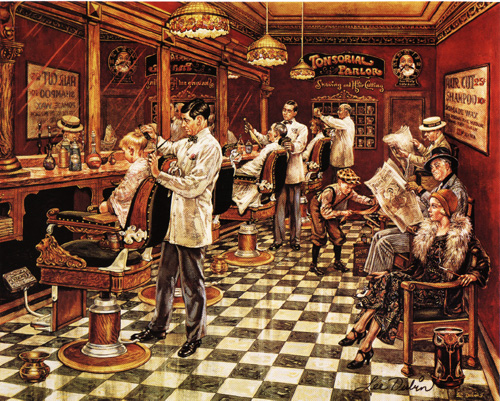 Image of an old time barber shop